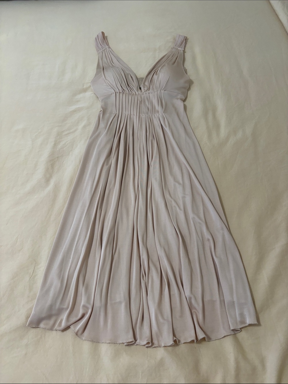Alberta Ferretti Soft Beige Pleated Midi Dress